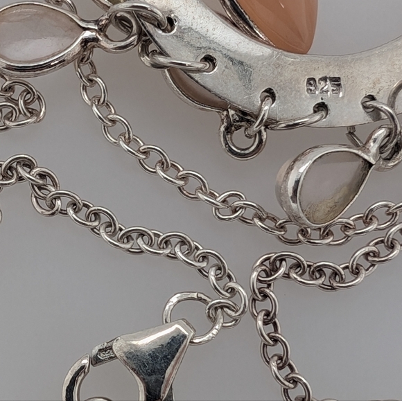 Sterling Silver Chandelier Pendant w/ Carnelian Stones & Silver Chain - Picture 7 of 9